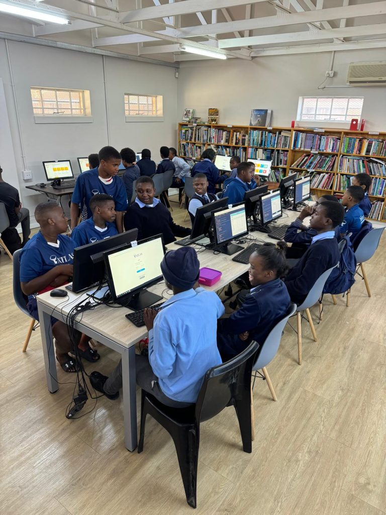 Children in the Atlas media centre at Ocean View and Masiphumelelele High Schools